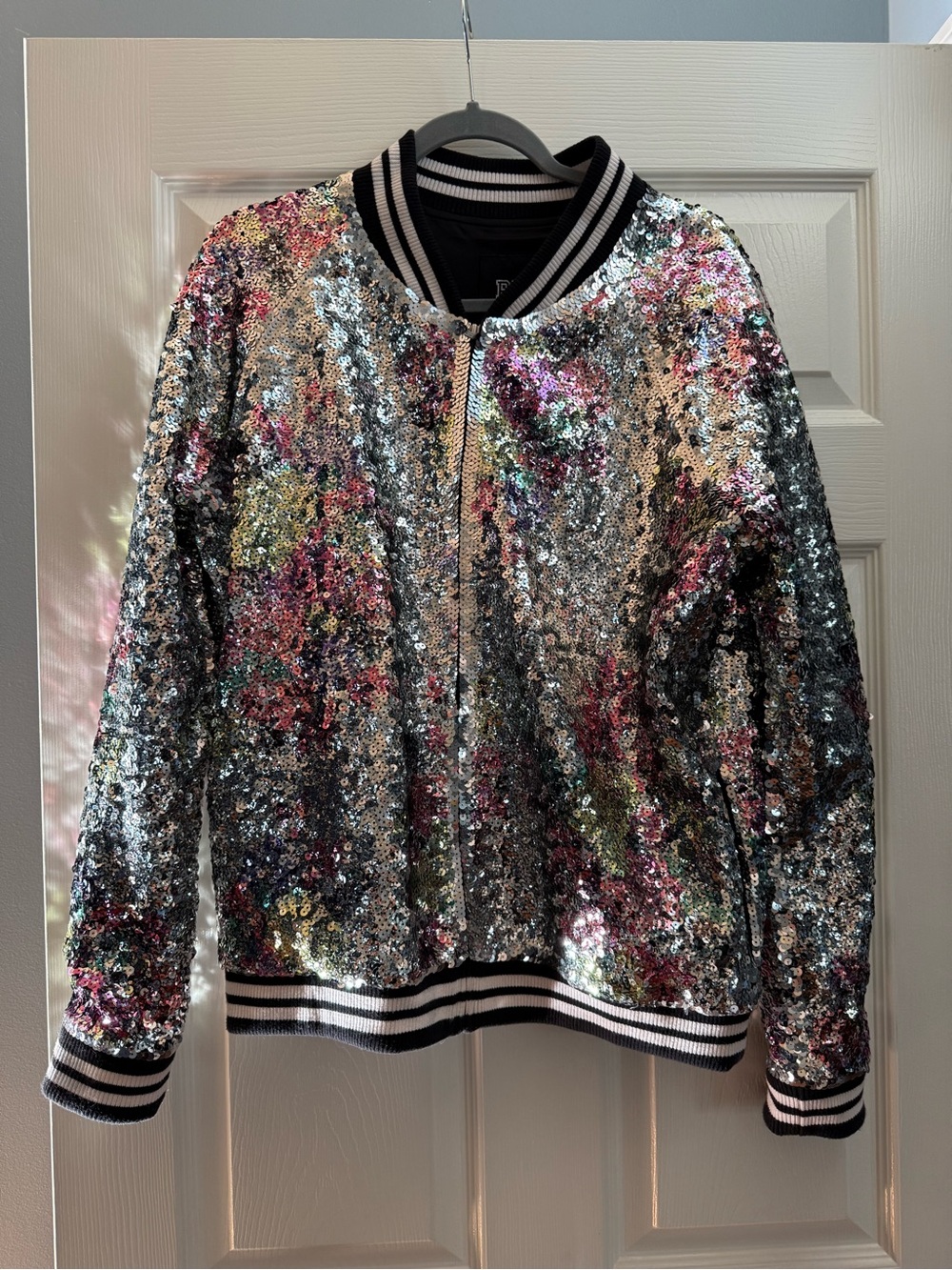 Love pink by Victoria Secrets sequin Bomber Jacket - Silver Multicolor